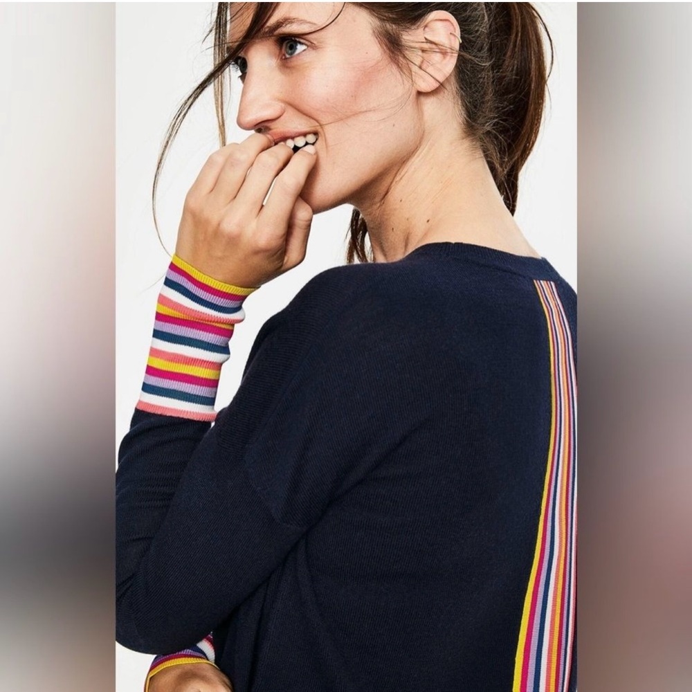 Boden Cassandra Wool Sweater Jumper Rainbow Stripe
